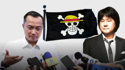 Prasetyo Hadi diwawancara media terkait pengibaran bendera One Piece pada HUT RI ke-80. (Dok. Faktakalbar.id)