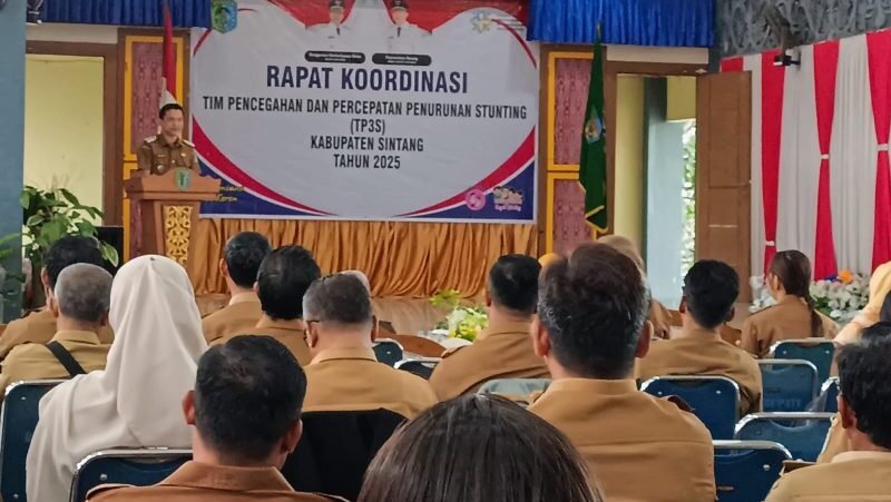 Suasana rapat koordinasi Tim Pencegahan dan Percepatan Penurunan Stunting (TP3S) Kabupaten Sintang yang membahas tantangan dan strategi baru.