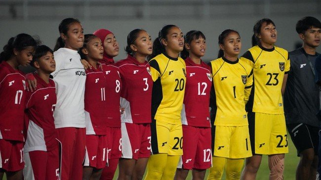 Pemain Timnas Putri U-16 merayakan 3-1 atas Malaysia di Piala AFF Putri U-16 2025. (Dok. PSSI)