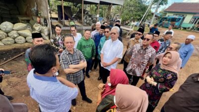 Gubernur Kalimantan Barat, Ria Norsan, saat meninjau pabrik pengolahan kratom di Putussibau, Kapuas Hulu, Minggu (14/9/2025).