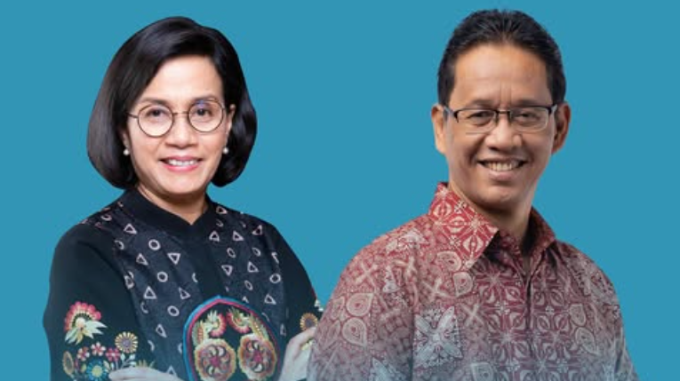 Purbaya Yudhi Sadewa dan Sri Mulyani Indrawati dalam acara serah terima jabatan di Kementerian Keuangan. (Dok. Instagram/@kemenkeuri)