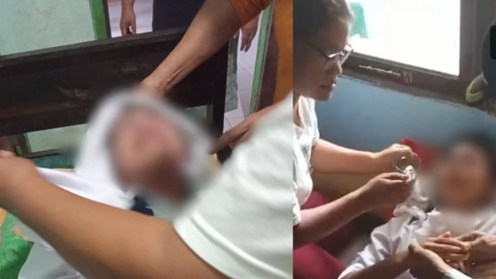 Seorang siswa SMP PGRI 01 Simpang Hilir mendapatkan perawatan medis di Puskesmas Teluk Melano akibat dugaan keracunan makanan. (Dok. Ist)