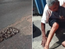 Hindari Jalan Berlubang di Ketapang, Seorang Kakek Terjatuh dari Motor
