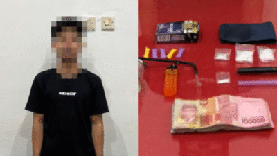 Pelaku RF (21) dan barang bukti yang diamankan Satuan Reserse Narkoba Polres Ketapang dalam kasus peredaran narkoba di Delta Pawan.