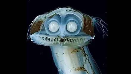 "National Geographic Wild merilis video ikan teleskop (Gigantura) di kedalaman 1.800m. Makhluk laut dalam ini memiliki tubuh transparan dan mata tabung."