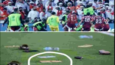 Suporter saling melempar iPhone 17 Pro Max di Stadion Jassim Bin Hamad, Doha.