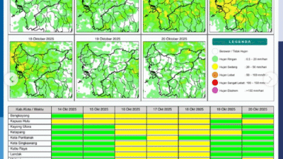 Peringatan Dini BMKG Hari Ini: Waspada Hujan Petir dan Angin Kencang di Sebagian Wilayah Kalbar