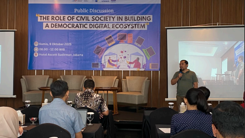 Suasana diskusi publik yang diselenggarakan oleh AMSI dan Koalisi Damai dengan para narasumber di Hotel Ascott Sudirman, Jakarta. (Dok. AMSI)