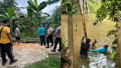 Suasana kebersamaan saat personel Polsek Sekayam dan warga bergotong royong memperbaiki Jembatan Sungai Pos di Desa Balai Karangan yang menjadi akses penting bagi aktivitas harian masyarakat. (Dok. HO/Faktakalbar.id)