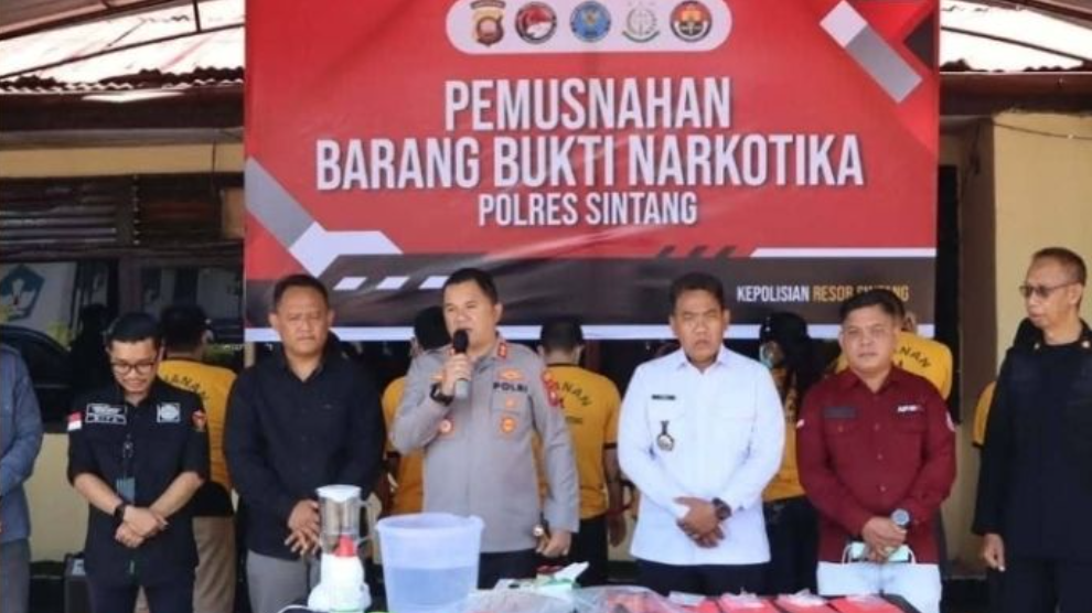 Barang bukti narkotika berupa sabu, ekstasi, dan ganja disiapkan untuk dimusnahkan oleh Polres Sintang. (Dok. Polres Sintang)