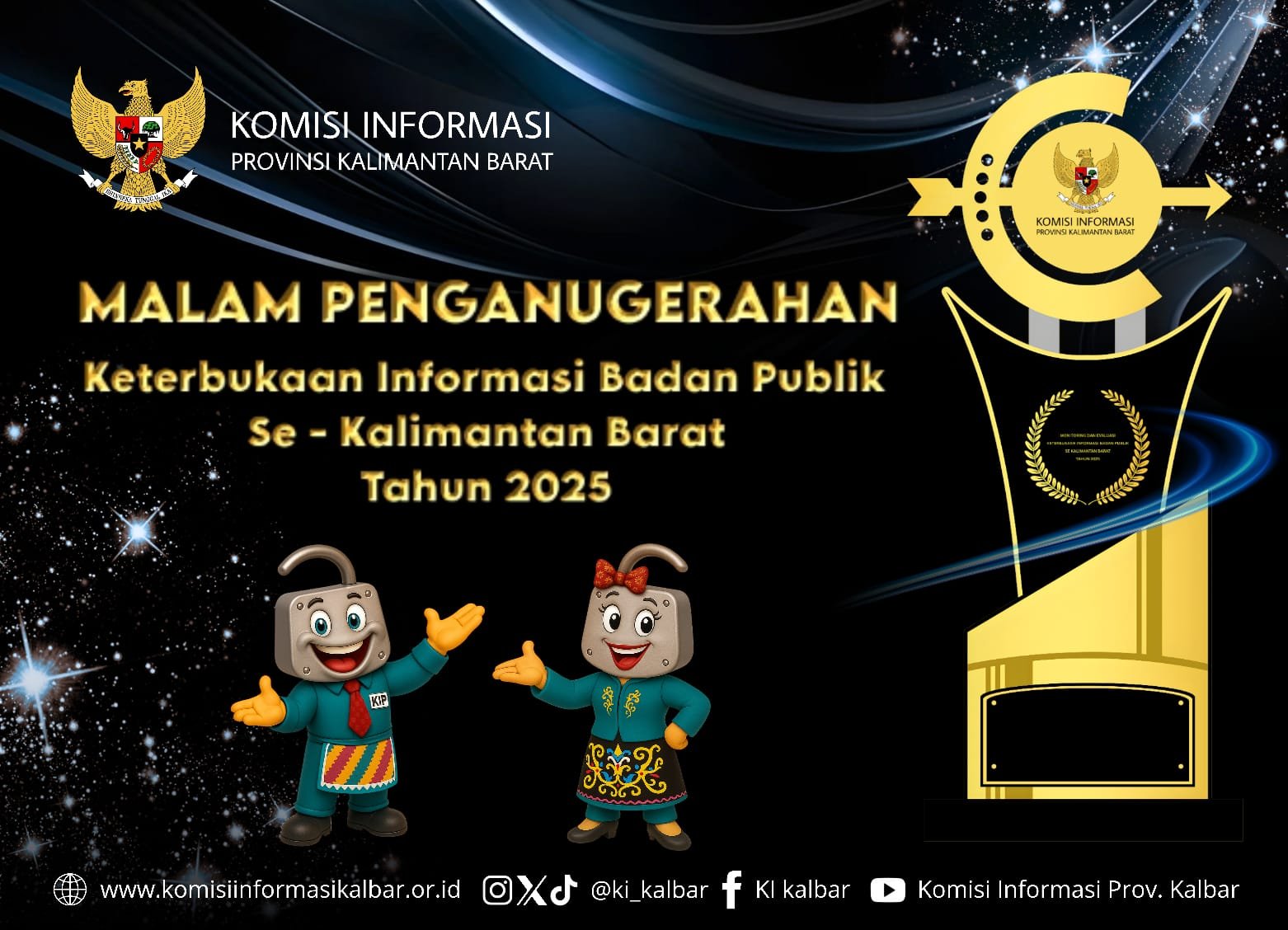 KI Kalbar akan menggelar Malam Penganugerahan Keterbukaan Informasi Badan Publik 2025, puncak Monev yang diikuti 168 badan publik di Kalbar.
