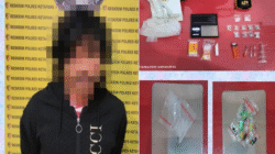 Tersangka R dan barang bukti narkotika jenis sabu dan ekstasi yang berhasil diamankan pihak kepolisian. Foto: HO/Faktakalbar.id