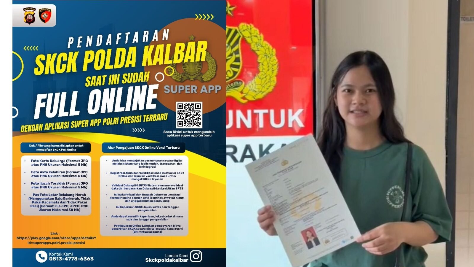 Seorang warga, Desiana saat mengurus SKCK di Mapolda Kalbar.