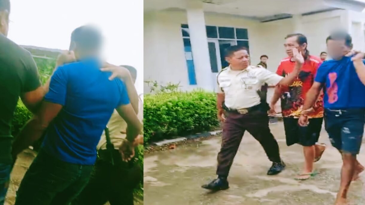 Wanita korban pelecehan memarahi terduga pelaku yang diamankan petugas keamanan dan polisi di kawasan Puja Sera Sanggau. (Dok. HO/Faktakalbar.id)