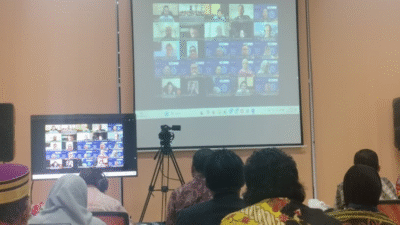 Suasana pengumuman hasil akreditasi internasional ACQUIN untuk Universitas Tanjungpura yang berlangsung secara daring melalui konferensi video. (Dok. Ist)