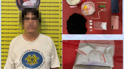 Satresnarkoba Polres Ketapang ringkus S (53), pengedar sabu di Desa Kinjil Pesisir. Polisi sita 27,09 gram sabu dan timbangan digital dari rumah pelaku.