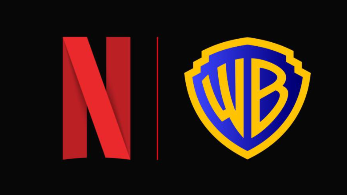 Logo Netflix bersanding dengan logo Warner Bros. Raksasa streaming Netflix resmi mengakuisisi Warner Bros senilai Rp 1.379 triliun, menyatukan ribuan katalog film dan serial populer. (Dok. Ist)