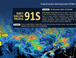 Bibit Siklon 91S Terpantau di Barat Lampung, BMKG Peringatkan Potensi Hujan Lebat dan Gelombang Tinggi