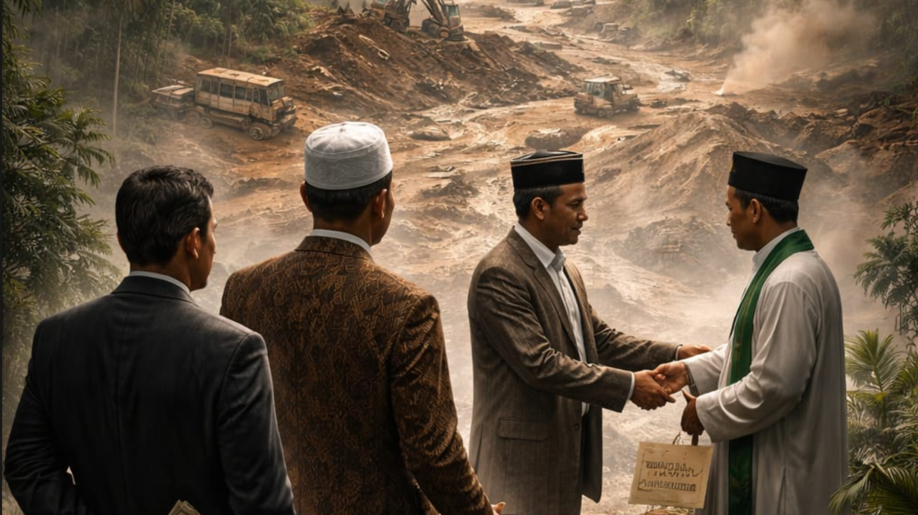 Ilustrasi - Alat berat ekskavator sedang melakukan pengerukan tanah di area pertambangan terbuka di tengah hutan tropis. (Dok. Ilustrasi/Faktakalbar.id)