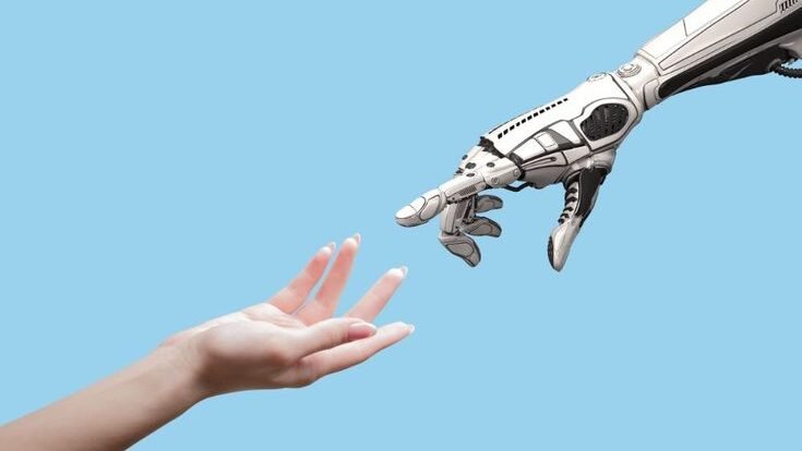 Ilustrasi - Simbol interaksi manusia dan kecerdasan buatan.
