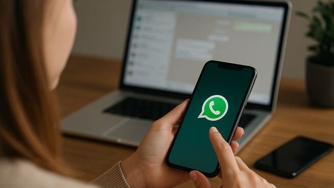 Ilustrasi - Aplikasi Whatsapp pada layar smarphone.