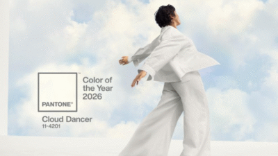 Visualisasi Pantone Color of the Year 2026 Cloud Dancer (11-4201), warna putih lembut yang melambangkan ketenangan dan refleksi diri. (Dok. Instagram/@pantone)