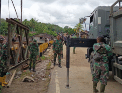 Akses Kembali Terbuka, Satgas Yonzipur 1/DD Rampungkan Pemasangan Jembatan Bailey di Tapanuli Tengah