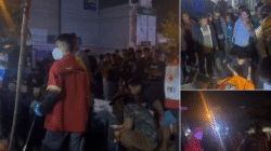 Suasana lokasi penemuan mayat pria di depan Mitra Mart Jalan H. Rais A. Rahman Sungai Jawi yang dipadati warga dan aparat kepolisian. (Dok. Ist)