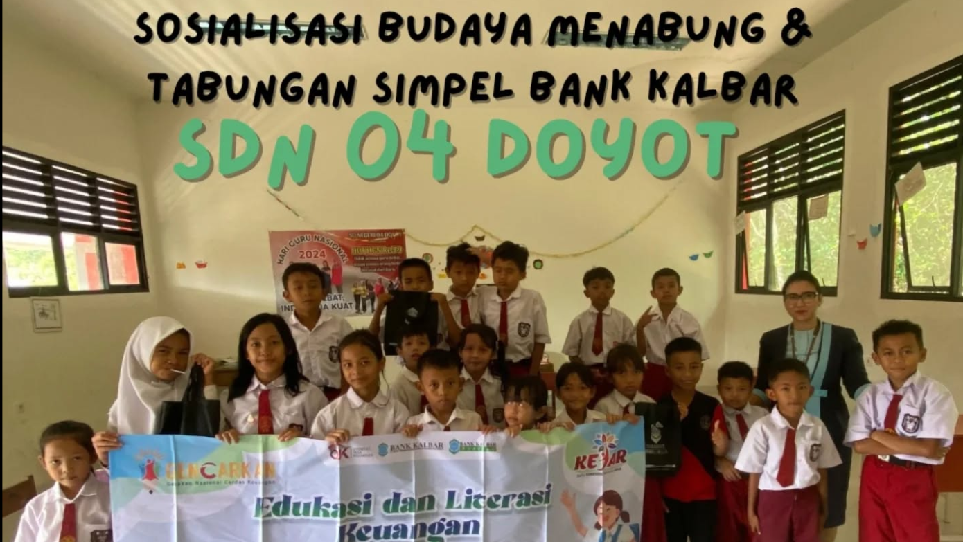 Tim Bank Kalbar Cabang Bengkayang berfoto bersama para siswa SDN 04 Doyot usai memberikan sosialisasi budaya menabung dan pengenalan Tabungan Simpel, Senin (15/12/2025). (Dok. HO/Faktakalbar.id)