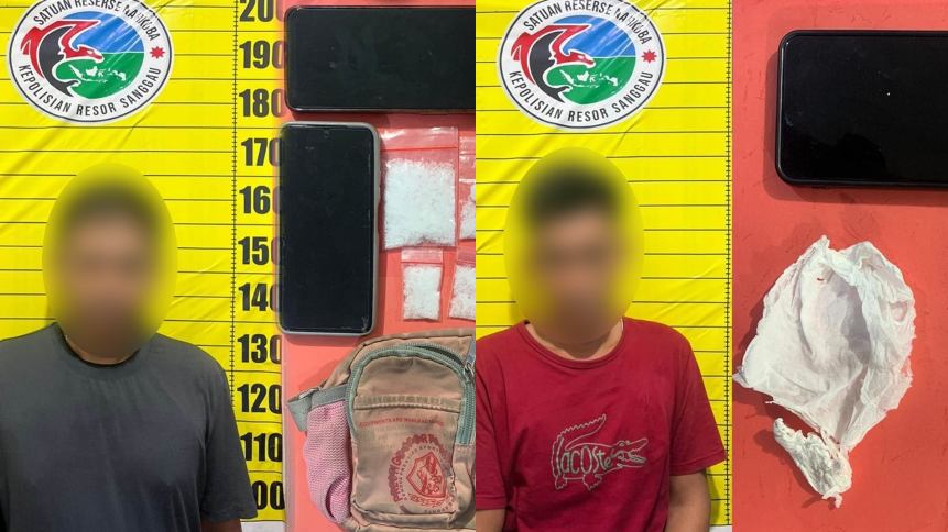 Dua pelaku RA dan ES diringkus bersama barang bukti sabu dan ekstasi.