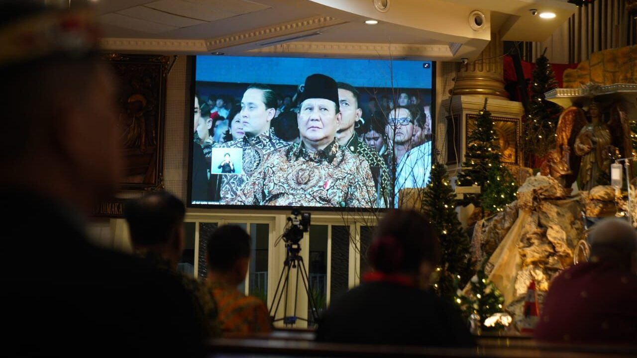 Perayaan Natal Nasional 2025 dihadiri Presiden RI Prabowo Subianto yang disaksikan secara virtual di Gereja Katedral Santo Yosef Pontianak.
