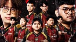 Poster tim Alter Ego Esports menampilkan wajah para pemain dengan tulisan besar "2nd Place of M7 World Championship" berlatar belakang merah dan hitam. (Dok. Instagram/@alteregoesports)