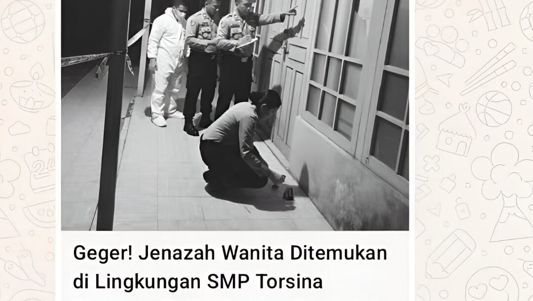 Tangkapan layar mengenai berita penemuan jenzah perempuan di Kabupaten Sanggau. Polres Sanggau menyatakan kabar penemuan mayat di SMP Torsina adalah hoaks. Pelajar inisial AA (17) mengaku membuat konten itu menggunakan AI. (Dok. Ist)