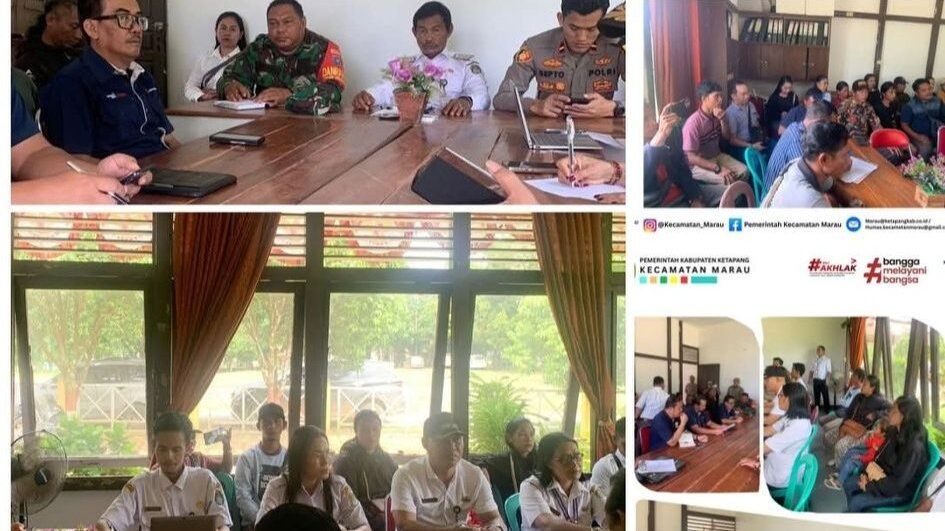 Camat Marau, Kapolsek, dan Danramil memimpin pertemuan mediasi menanggapi aduan Koperasi dan petani terkait panen massal sawit ilegal. (Dok. HO/Faktakalbar.id)