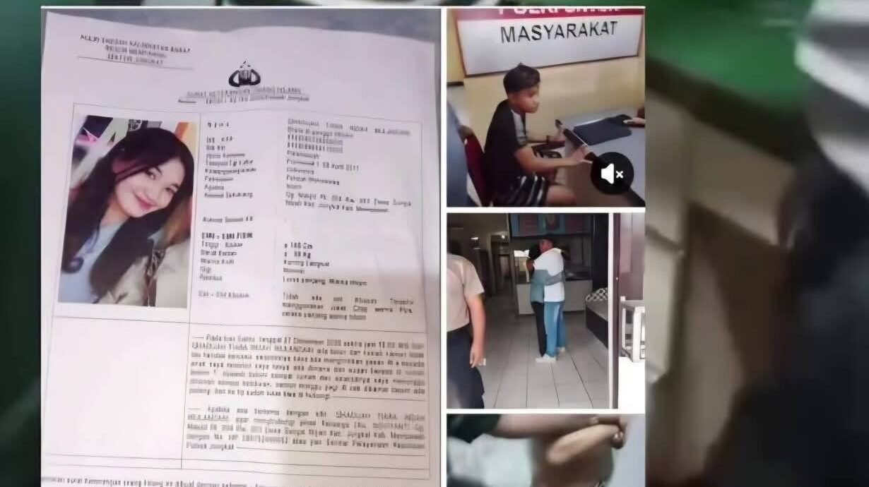 Kolase foto memperlihatkan terduga pelaku (atas) saat diamankan warga dan polisi, serta dokumen laporan orang hilang (kiri bawah). Anak perempuan asal Mempawah ini ditemukan di Pontianak setelah delapan hari menghilang, Minggu (4/1/2026). (Dok. HO/Faktakalbar.id)