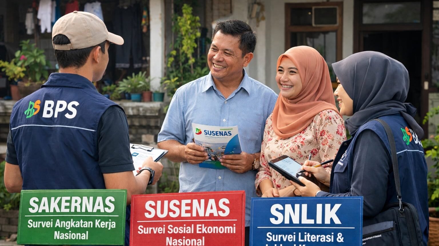 Petugas BPS sedang melakukan wawancara pendataan dengan warga menggunakan dokumen kuesioner Sakernas, Susenas, dan SNLIK. (Dok. HO/Faktakalbar.id)
