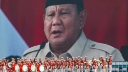 Presiden Prabowo Subianto berpidato di hadapan pasukan drumband pada peringatan HUT TNI di Jakarta. (Dok. Ist)