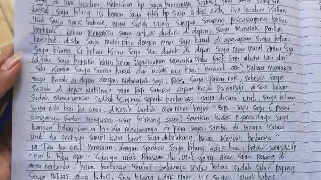 Mahasiswi Unima berinisial EMM meninggalkan surat pengaduan terkait dugaan pelecehan oleh oknum dosen sebelum ditemukan tewas di indekosnya.