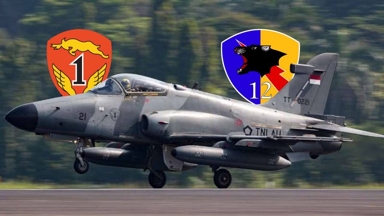 Pesawat tempur Hawk 109/209 TNI AU dengan logo Skadron Udara 1 Elang Khatulistiwa dan Skadron Udara 12 Black Panther. (Dok. Ist)