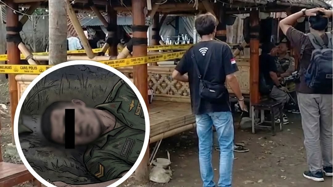 Suasana Tempat Kejadian Perkara (TKP) pesta minuman keras (miras) di sebuah gubuk bambu yang telah dipasang garis polisi di Kelurahan Jember Lor, Kecamatan Patrang. Insiden ini menewaskan empat orang, termasuk seorang oknum anggota TNI. (Dok. HO/Faktakalbar.id)