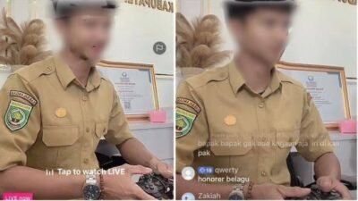 Ilustrasi ASN siaran langsung di media sosial saat jam kerja.