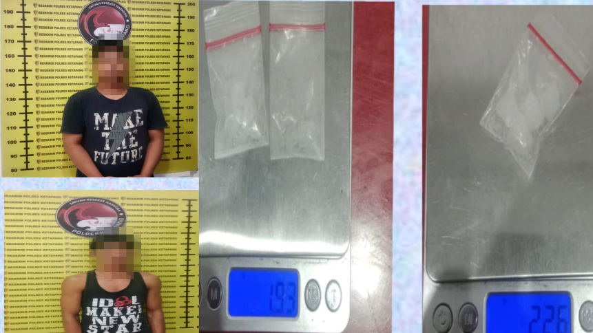 Polisi berhasil meringkus dua pengedar sabu di Air Upas, Ketapang, saat bertransaksi di kebun sawit. Barang bukti 4,19 gram sabu diamankan petugas.