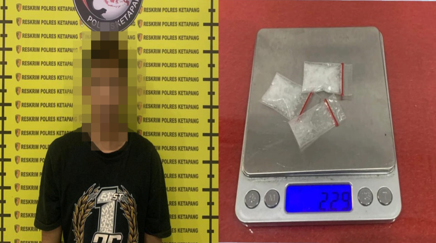 Tersangka H (33) saat diamankan petugas Polsek Manis Mata beserta barang bukti sabu seberat 2,29 gram bruto yang ditemukan di rumah kontrakannya, Sabtu (7/2/2026).