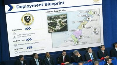 Peta Deployment Blueprint International Stabilization Force (ISF) dalam pertemuan Board of Peace di Washington D.C. (Dok. Ist)