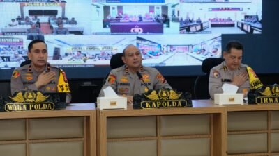 Kapolda Kalbar Irjen Pol Pipit Rismanto saat memimpin jalannya agenda Rapat Pimpinan (Rapim) Tahun 2026 di Graha Khatulistiwa, Pontianak.