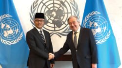 Menlu Sugiono bertemu Sekjen PBB Guterres bahas Palestina. Indonesia pastikan keterlibatan dalam Board of Peace sesuai Piagam PBB. (Dok: Kemlu RI)