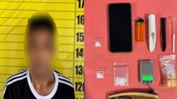 Barang bukti sabu dan tersangka SR yang diamankan, Senin (9/2/2026).