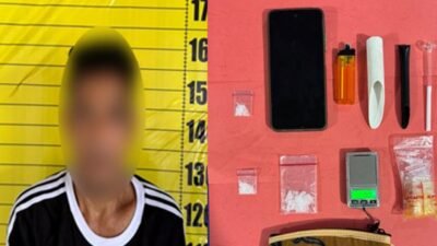 Barang bukti sabu dan tersangka SR yang diamankan, Senin (9/2/2026).