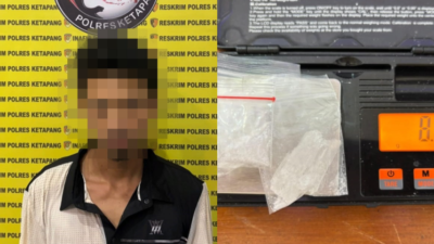 S (35) terduga Pengedar Sabu di Tumbang Titi Ketapang. Polisi amankan 8,21 gram sabu dan uang tunai hasil penjualan.