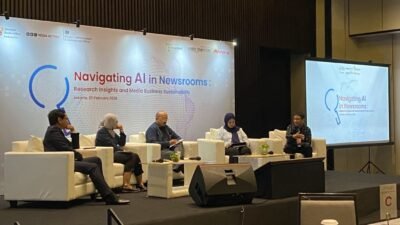 Forum "Navigating AI in Newsrooms: Research Insights and Media Business Sustainability" yang digelar di Jakarta, (20/2/2026). (Dok. HO/Faktakalbar.id)
